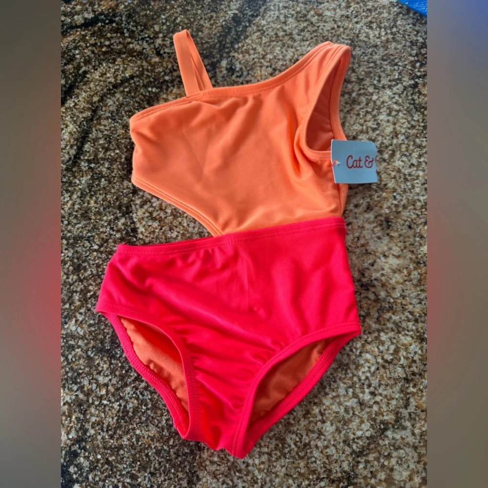 Cat & Jack Vibrant Orange and Red Kids Bikini
